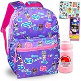 LOL Surprise Mochila para meninas – Mochila LOL Surprise de 40 cm para escola com garrafa de água, adesivos e mais (mochila escolar LOL Surprise), Mochila Lol Doll, LOL Doll Travel Bag, Mochila Lol