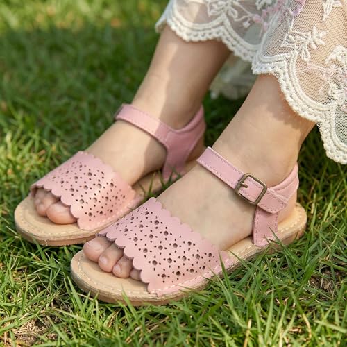 Image of THEE BRON Toddler Girls Vintage Open Toe Sandals Cushioned Comfy Summer Dress Shoes