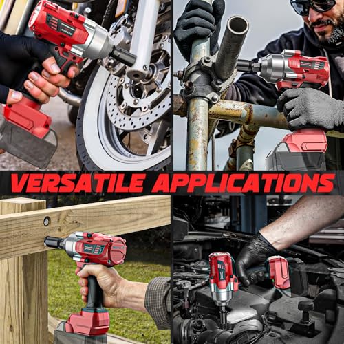 DIYtoolifz Cordless Impact Wrench 3/8" Compatible with Milwaukee 18v Battery: 600 Ft-lbs High Torque Impact Driver, 3100RPM Electric Impact Gun with 4-Mode Speed, LED Work Light(Bare Tool)