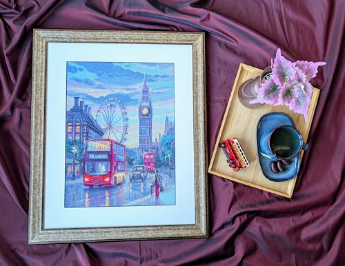 Image of Aine - Rainy London A1014, Cross Stitch Kits 15 inchx15, Cross Stitch Kits for Beginners & Advanced, Crossstitching Kits Adult, Counted Stitching Kits, Embroidery Kit