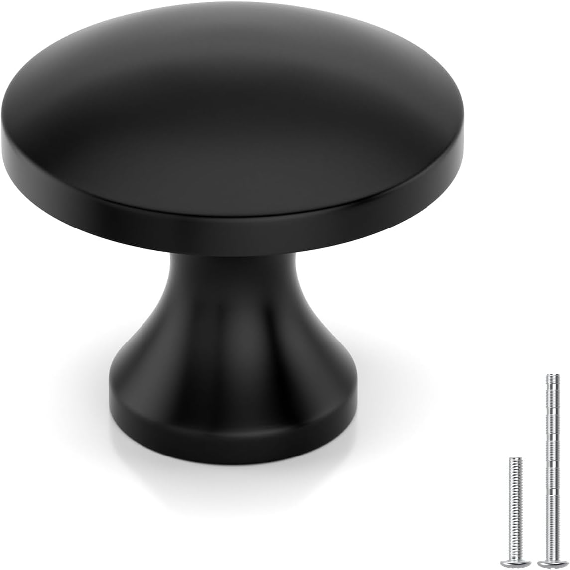 Goldenwarm 30 Pack Black Cabinet Knobs for Dresser Drawers Round Black Drawer Pulls Kitchen Cabinet Handles Zinc Alloy Hardware