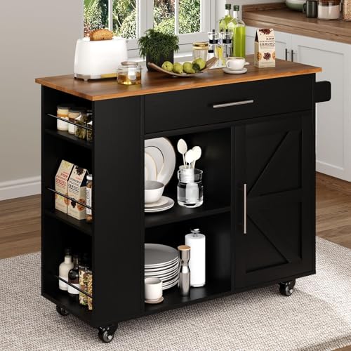 4 EVER WINNER Rolling Kitchen Island with Storage for Small