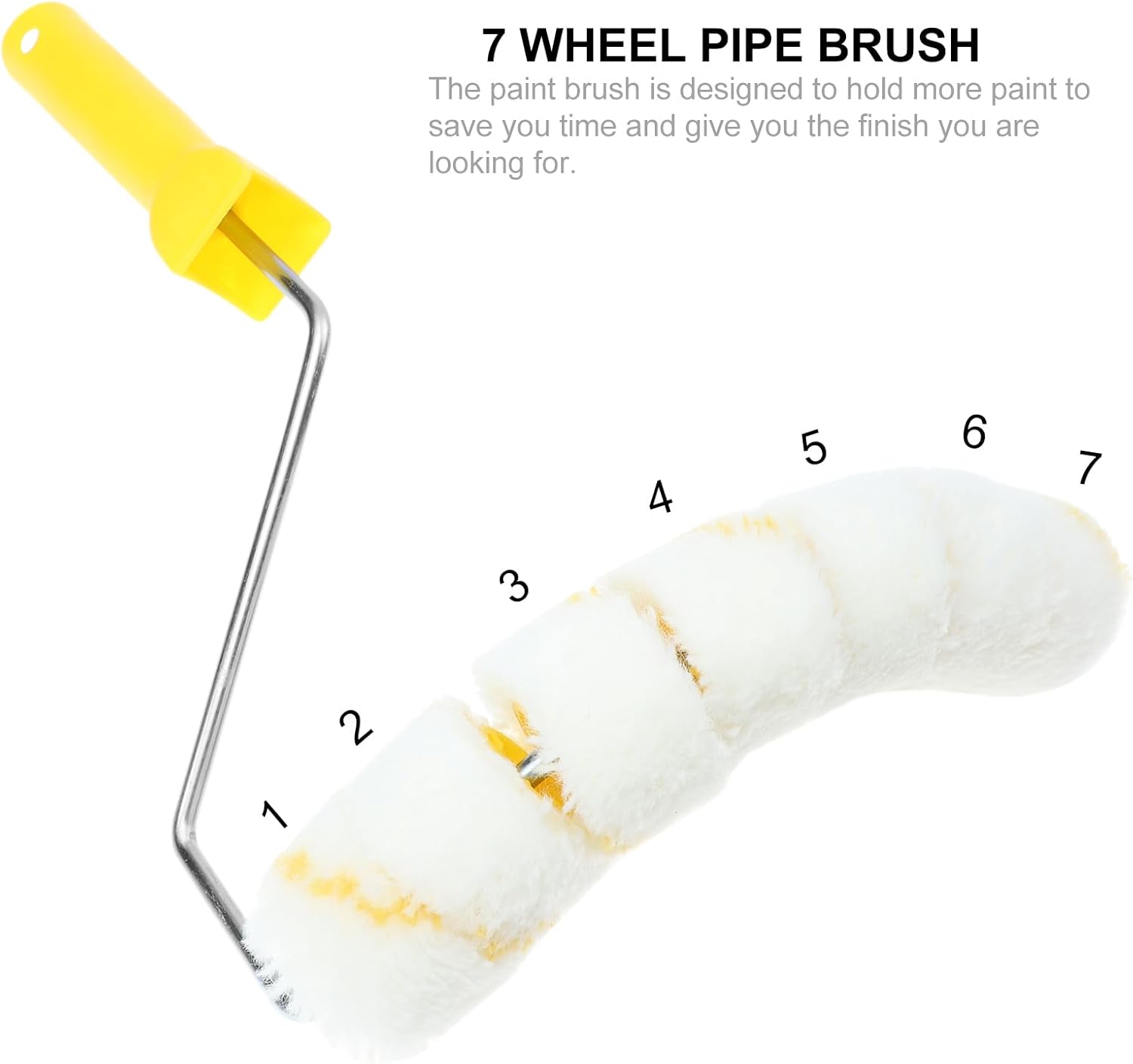 TEHAUX Professional Pipe Paint Roller Brush with 7 Wheels Lightweight Tube Painting Tool for Natural Gas Water Pipelines Easy to Clean and Durable