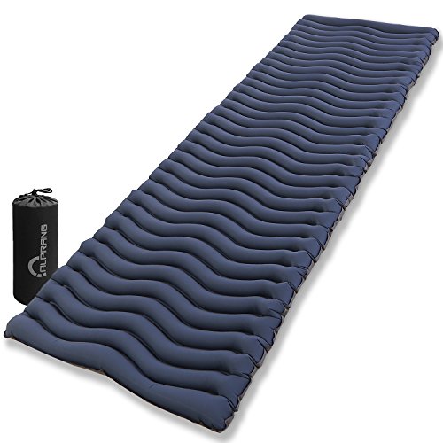 ALPRANG Ultralight Sleeping Pad - Inflatable Camping Mat for Backpacking, Traveling and Hiking, Air-Support Wavy Design (Dark Blue 1)