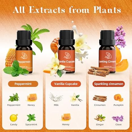 ASAKUKI 300ML Essential Oil Diffuser with Warm Bliss 6 * 10ml Essential Oil Blends Set for Holiday& Christmas