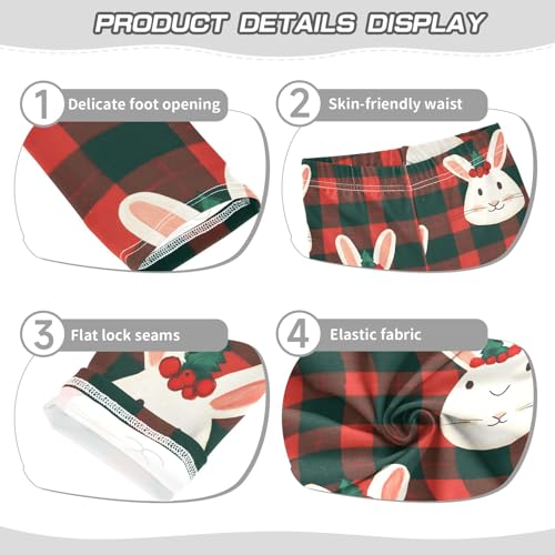 Rabbit Face Checked Girls Leggings Athletic Pants Tights Stretch Bottom3