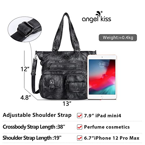 Image of Angelkiss Purses Handbags for Women PU Tote Satchel Bags for Women Pockets Shoulder Bags | PU
