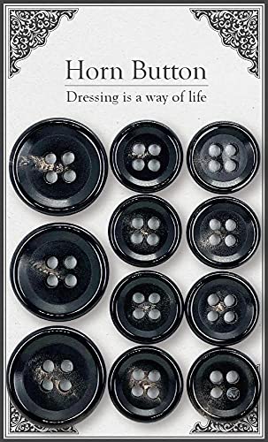 水牛ボタン スーツ ジャケット １着セット 定番の形 艶あり (黒模様) - ノーブランド品 - 商品画像