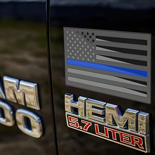3 Pack Aluminium American Flag Emblem Deca for Cars & Trucks, 5 x 3 inch American USA Flag Decal Sticker，Support USA Police and Law Enforcement Officers - Thumbnail 4