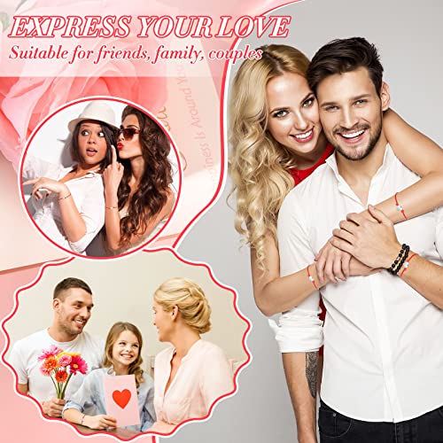 Cunno Friendship Bracelets Bulk Red Bracelets String Adjustable Heart Handmade Wax Rope Handmade Braided Matching for Women Men Jewelry3