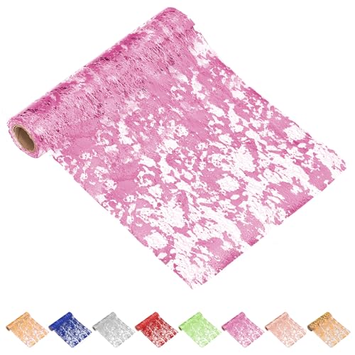 Glarks 1pcs 28 x 900cm / 11 x 354.3inch Rose Table Runner, Glitter Mesh Table Runners, Roule de Coureur Rectangle métallique en foile, Roule de Table de...