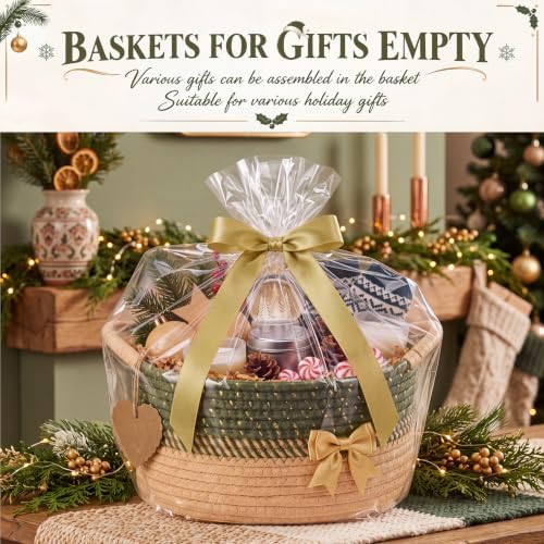 Woven Gift Basket Empty, 14 x 10 x 5.5 in Olive Green Burr Basket for Gift — 사진 6