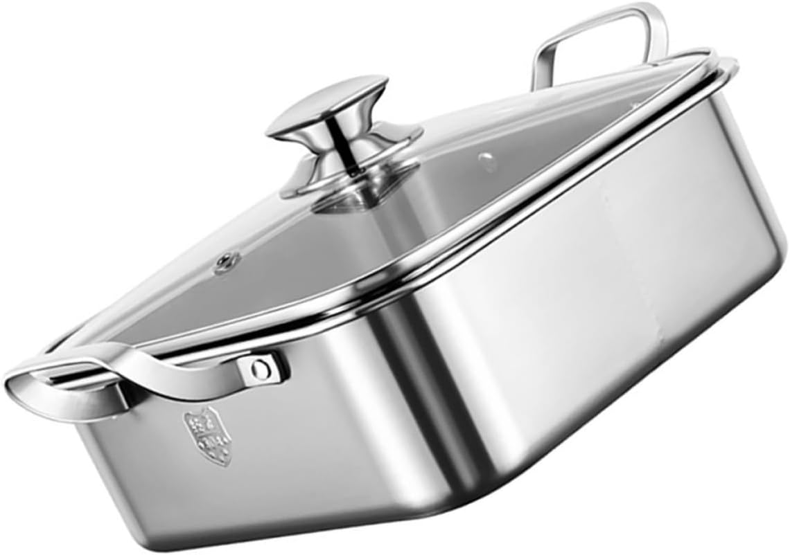 Stovetop Dividing Double Flavor Hot Pot with Glass Lid Xmas