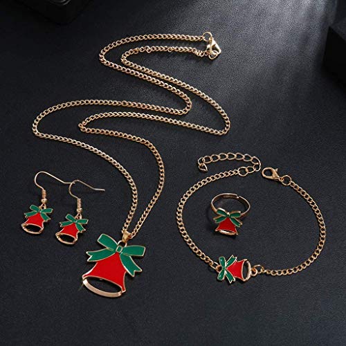 BJ-SHOP Noël Bijoux Ensemble Boucles d'oreilles pour Filles et Femmes Collier Ensemble Boucles d'oreilles Bracelet Bague Collier pour Noël – vue 7
