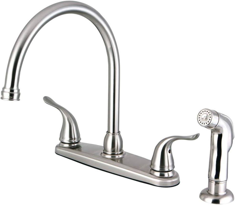 Kingston Brass FB2798YLSP Yosemite 8 Inch Centerset Kitchen Faucet, 8-3/4 inch in Spout Reach, Brushed Nickel