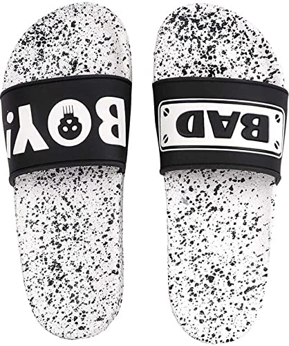 Sliders for Men, Boys | Comfortable|Lightweighted House Slippers (BAD BOY BLK)