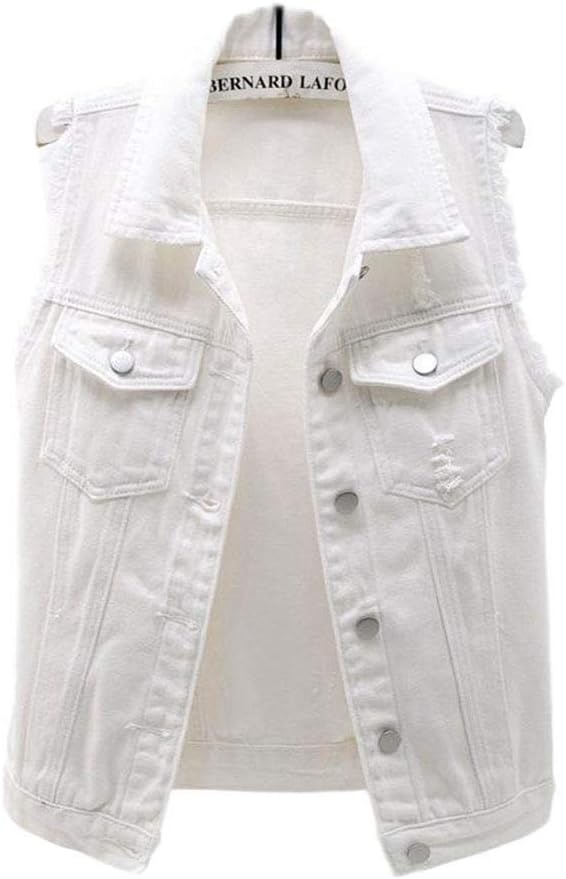 HALITOSS Women's Buttoned Washed Denim Jacket Sleeveless Crop Vest 6 Color