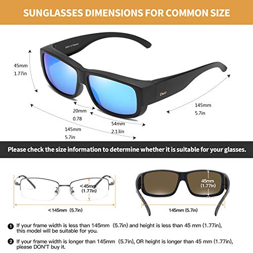 Duco Unisex Wear Over Prescription Glasses Rx Glasses Polarized Sunglasses 8956 (Black Frame Revo Blue Lens) #TOP3