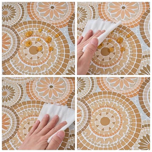 Pioggia Round Vinyl Fitted Tablecloth with Flannel Backing Elastic Table Cloth Waterproof Oil-Proof Plastic Table Cover Best for 37"-44" Round by Pioggia - Image 6