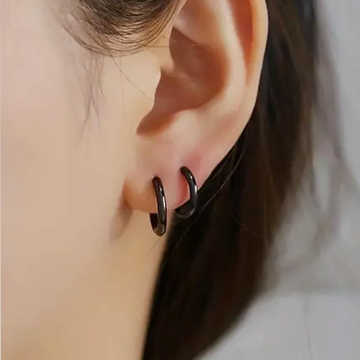 4 Pairs Black Earrings for Men Women, 316L Surgical Stainless Steel Small Hoop Earrings Hypoallergenic Non Tarnish Cartilage Hoop Earrings for Multiple Piercing Huggie Earrings Jewelry (Black-1.6mm) - Image 5