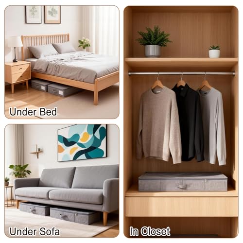 Hahorpa 2stk Unterbett Aufbewahrungsbox mit Deckel, Unterbettkommode 12cm Hoch, Unterbett Aufbewahrung mit Seiten Unterstütze für Kleidung, Unterbettbox für Kleidung Spielzeug Bettwäsche