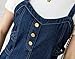 CHARTOU Women's Elegant Straps Back Smocked A-Line Long Skirt Denim Overall Pinafore Dress (Large, Blue)