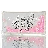COTDINFOR Compatible with Sony Xperia XZ Premium Hülle Flüssigkeit Glitzer Flip Cover Protective Sparkle Floating Bling Shockproof Schutzhülle Handyhüllen für Sony Xperia XZ Premium Pink Dreaming YB.