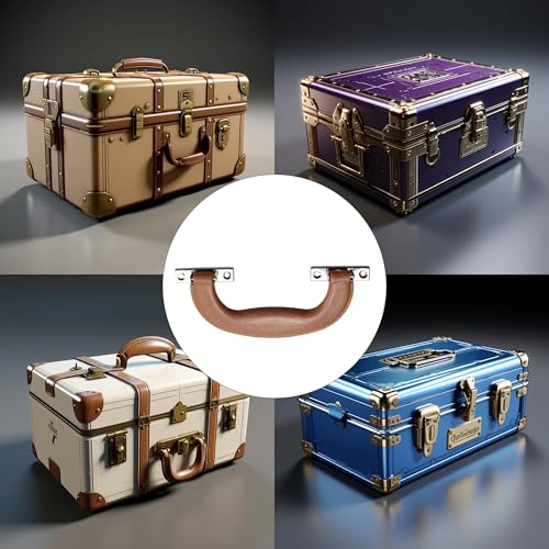 Image of 2Pcs 150mm Plastic Luggage Trunk Pull Handle, Brown Suitcase Side Holder Long Pull Handle, Replacement Handle for Travel Suitcase
