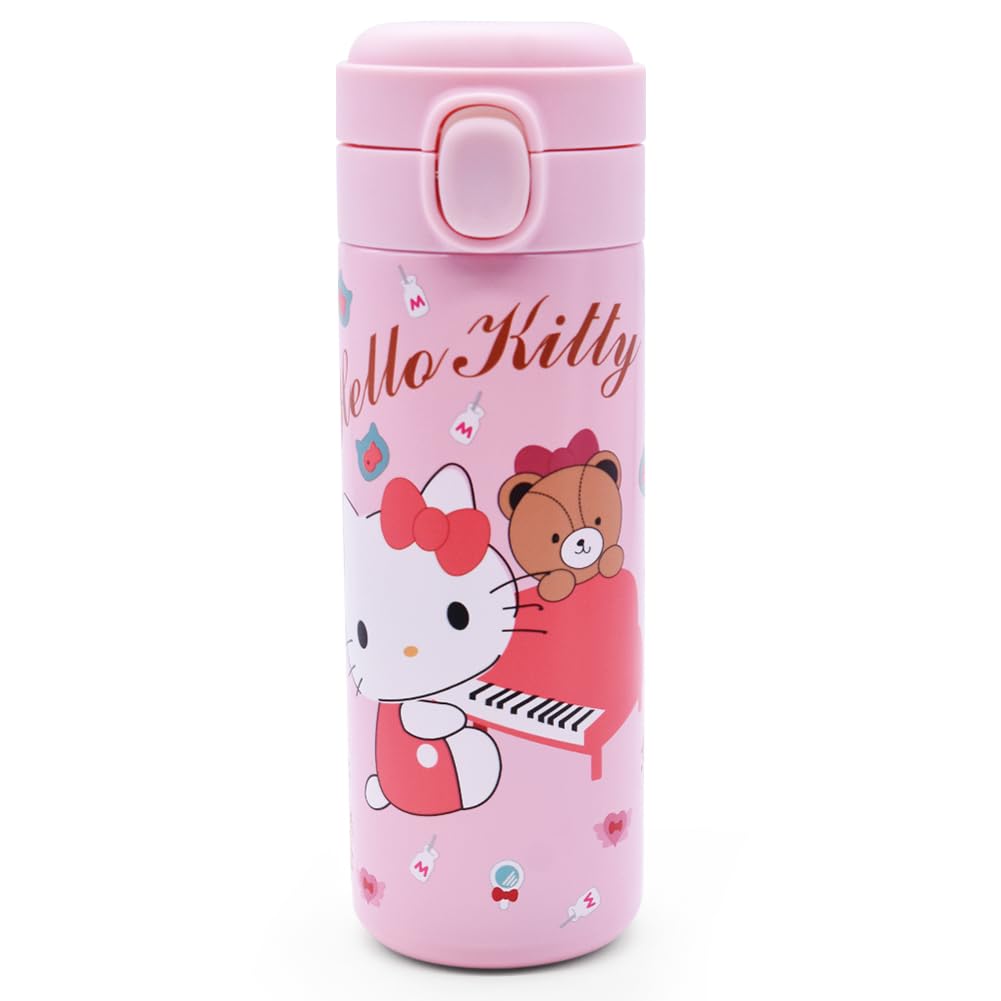 KT Stainless Steel Insulated Water Bottle Cute Anime Water Bottle Thermal Bottle Leakproof Sports Reusable Stainless Water Bottle Thermal Insulated Drinks Bottle 420ml(D)