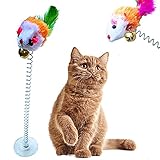 Retractable Cat Toys, 1 Pieces funny cat stick Including Cat Teaser Wand Interactive Feather Toy Fluffy Mouse Balls Catnip for Cats Kitten