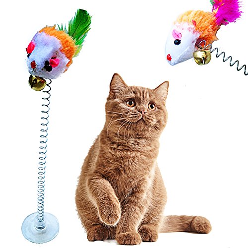 Retractable Cat Toys, 1 Pieces funny cat stick Including Cat Teaser Wand Interactive Feather Toy Fluffy Mouse Balls Catnip for Cats Kitten