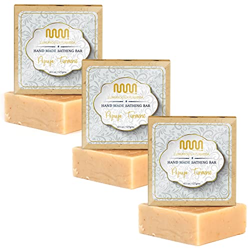 Mastermedi All Natural Soap Bar Papaya Turmeric, Softer & Smoother Skin, Handmade Organic Soap Scented With Premium Essential Oils & Natural Flavors, More Moisturizing Than Ordinary Bar Soap, Women & Men's Bar Soap, Pack Of 3 #TOP8