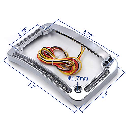 Httmt- Dual Led Curved Motorcycle License Plate Frame W/Turn-Signal,Brake Light - Chrome Finish Universal Compatible With Any Motorcycle [P/N: Mt294-007-Cd]… #TOP2