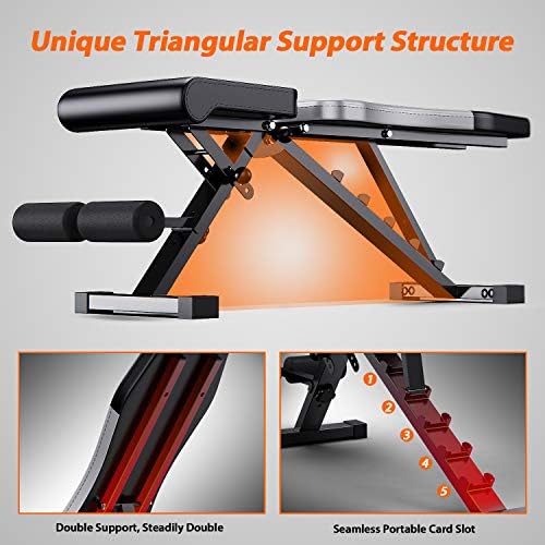 WINNOW Adjustable Weight Bench Foldable Home Exercise Gym Workout Bench Incline Decline Flat Bench Press for Full Body Workout