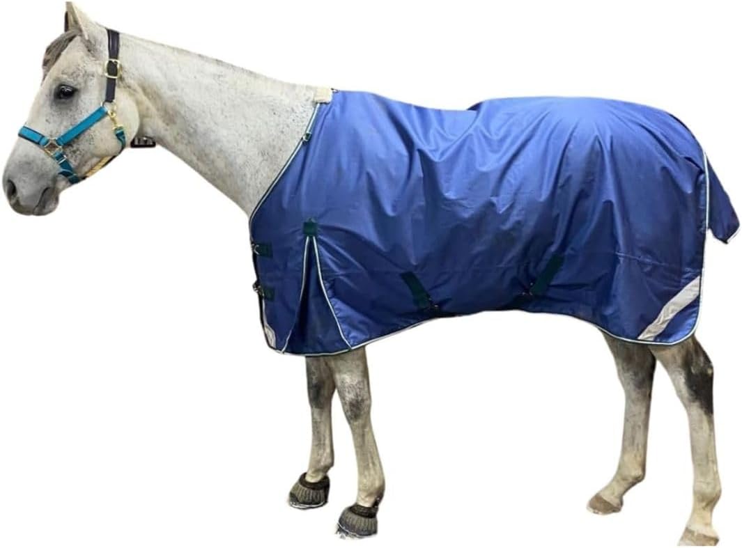 Pro-Trainer Turnout Blanket with Detachable Neck Cover in Navy, 1200-Denier Ripstop Material, 100G Fill, 78 Inches - Waterproof, Warm, Comfortable, Breathable Horse Blankets & Sheets