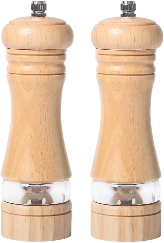 Wooden Salt and Pepper Grinder Set - Spice Pepper Mill with Strong Adjustable Ceramic Grinder Kitchen Cooking Tools (Color : A) (B)