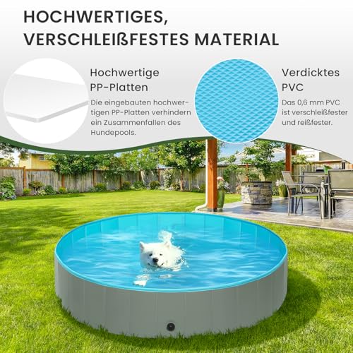 EUGAD Hundepool groß, faltbares Planschbecken für Hunde 140×30 cm
