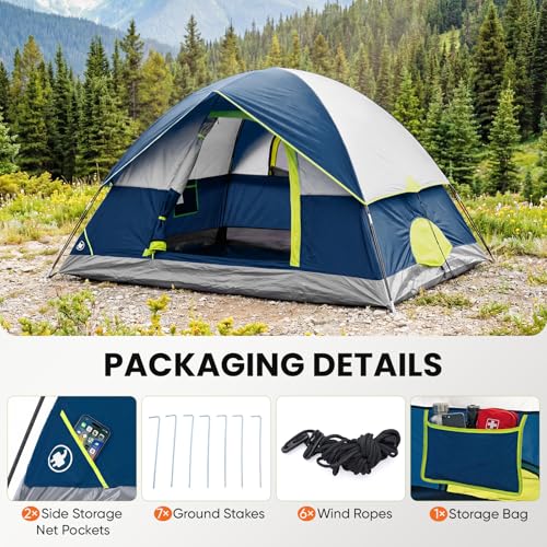 OLIXIS 2-Person Camping Tent, Waterproof and Windproof Dome Design with Enhanced Ventilation, Quick 5-Minute Setup for Family Outdoor Adventures, Hiking, Blue - Image 5