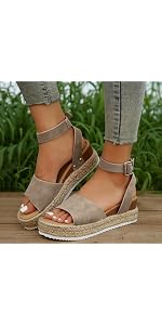 2025 Women's Comfortable Anti-Slip Espadrille Wedge Sandals with Adjustable Buckle