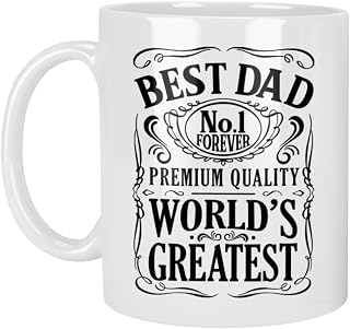 Novelty Coffee Mugs Cups 11oz Number One Dad #1 Father Ceramic Coffee Gag Gift Dad or Husband - Dishwasher Safe Birthday Father's Day Thanksgiving New Year