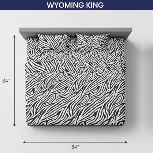 Image of SGI 84 inchx84 inch 4Pc Emperor /Wyoming King Sheet Set 600 TC 12 inch Deep, Zebra Print