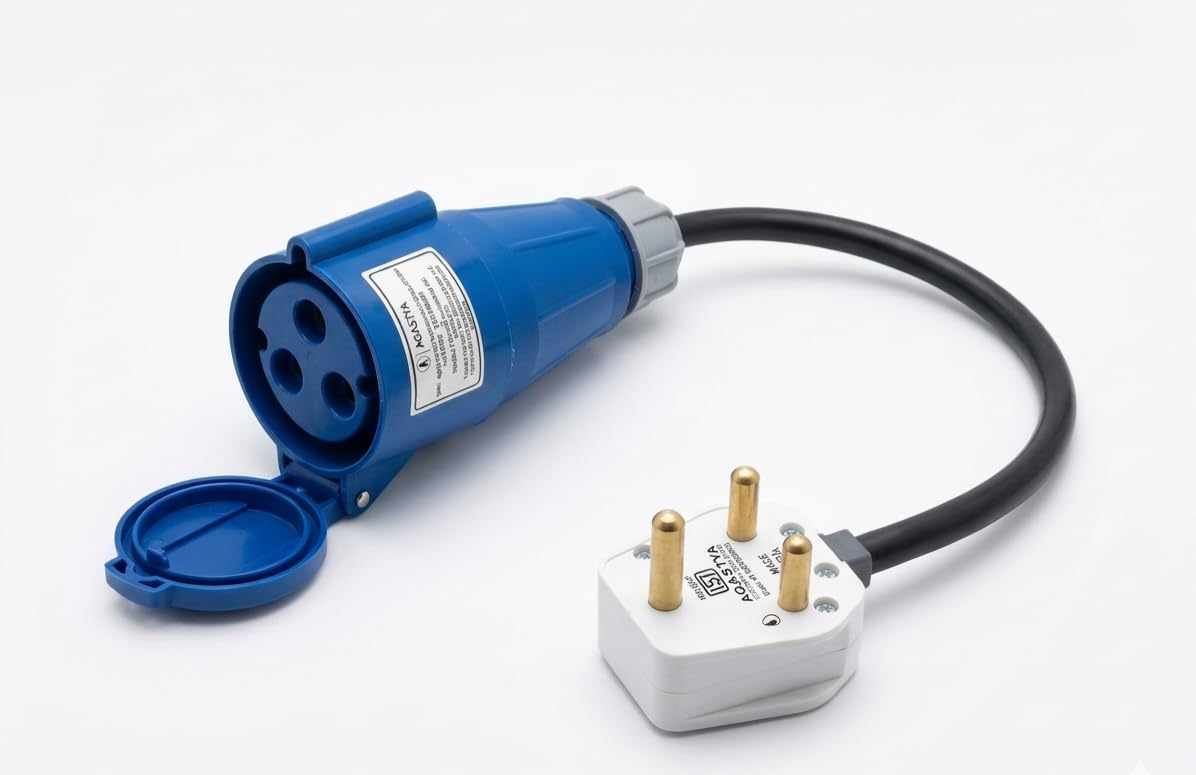 ev car Charger Connector/Jumper Cable for 7kw-7.5kw Portable Models Chargers with 32amp 3pin CEE Socket (Female) to 16amp 3pin Indian Plug Converter,ip44 Outdoor use Also, 45cm leangth-image-42