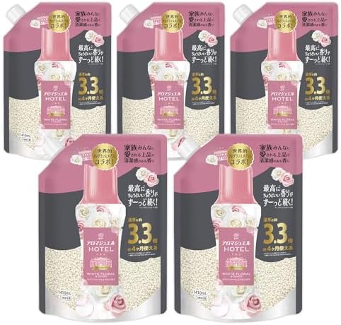 （10:30時点） レノア アロマジュエル HOTEL お洗濯の香り付けビーズ ホワイトフローラル&サボンの香り 詰め替え 1410mL×5袋 [大容量] [ケース品]