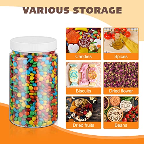 Lallisa 24 Pcs 32Oz Clear Plastic Jars With Lids Wide Mouth Empty Storage Jars White Pet Plastic Storage Containers Mason Jars With Ribbed Lids For Kitchen Food Crafts Butter Honey Organization #TOP3