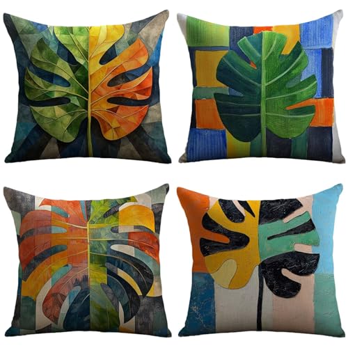 Cuscini Esterno Colorato Federe Cuscini Divano 70x70cm Cuscino Divano Monstera Velluto Copricuscini Decorativi Doppia Faccia Stampa Fodera per Cuscino per Sedia Camera Arredo Esterni Giardino JL-543