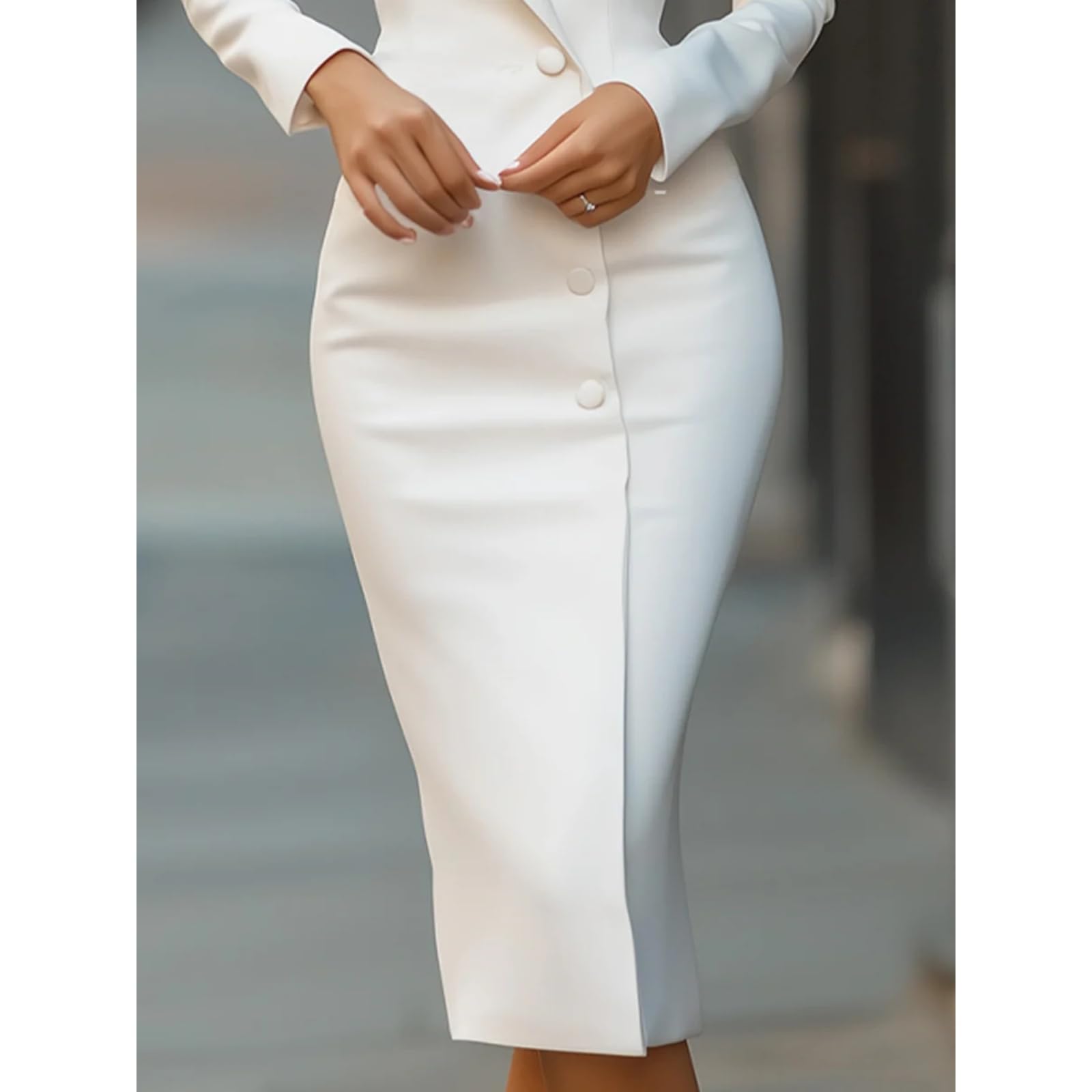 Robe blazer élégante à col sur mesure pour femme, robe blazer d'affaires, tenue professionnelle d'hiver