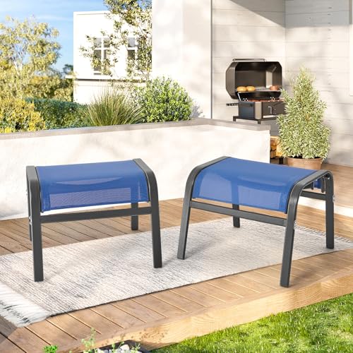 ONBRILL Outdoor Ottoman Set of 2, Oversized Outdoor Foot Rest, Blue by ONBRILL - Used condition - Image 9