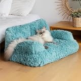 MEWOOFUN stilvoll katzenbett katzensofa flauschig - 76x45cm katzenbett große Katzen Plush katzencouch für kleine Hunde und Katzen Abnehmbar und waschbar (blau)