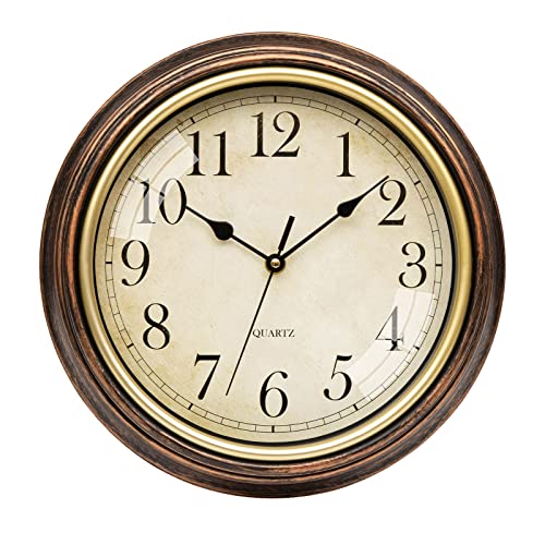 VIVILINEN Horloge Murale Vintage 12 Pouces Mouvement à Quartz Silencieux, Horloge Murale muette pour Salon, Cuisine, Bureau, Chambre