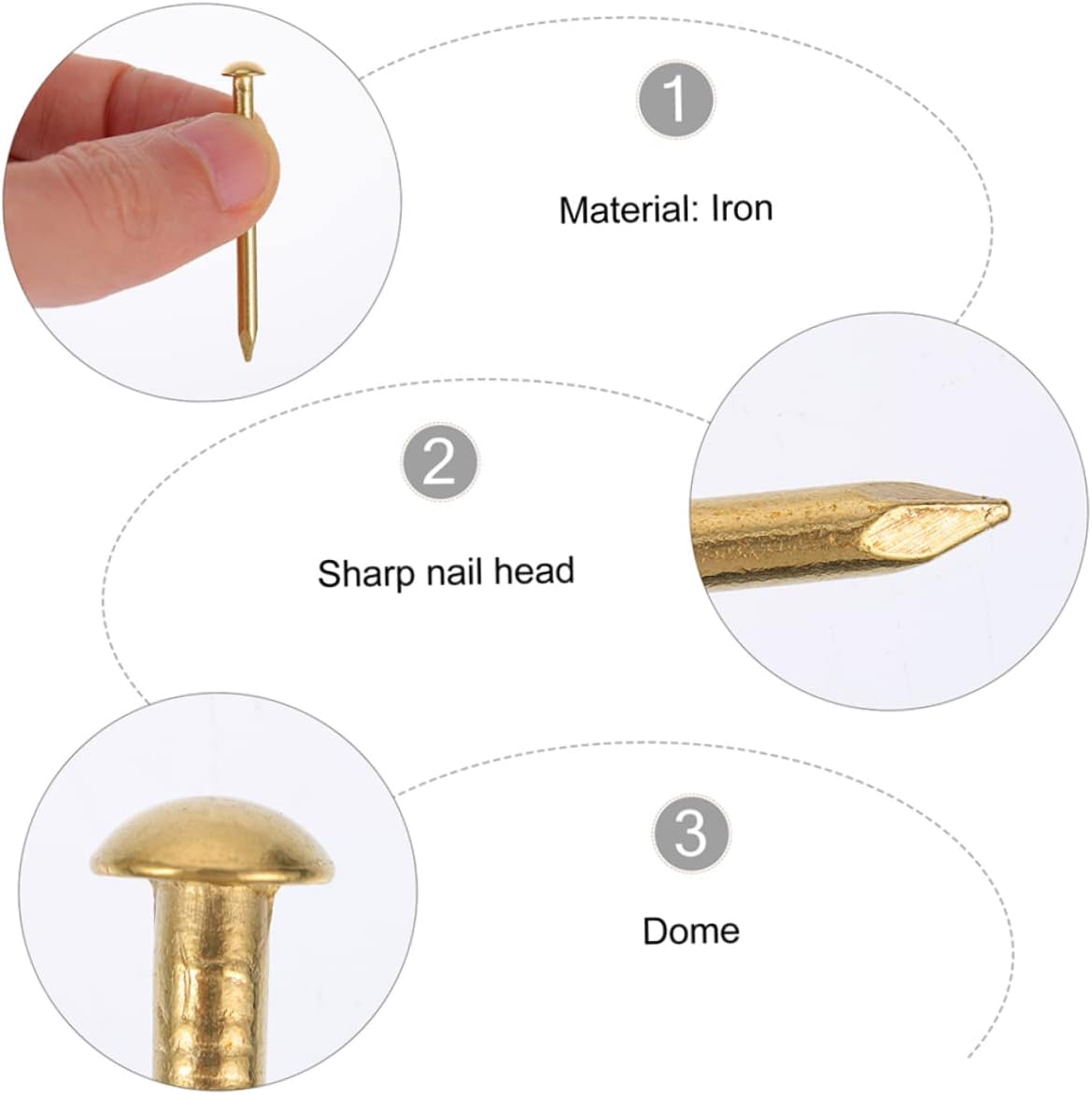 SOLUSTRE Nament Nails 2030pcs Assorted Copper Picture Hangers Nails for Home Dec